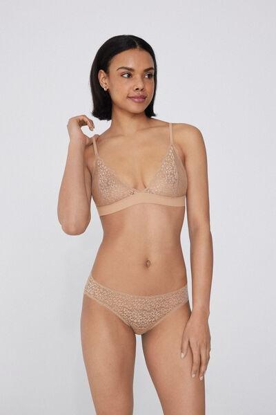 Beige Lisbon Recycled Lace Triangle Bra, Natural Blush, large image number 0