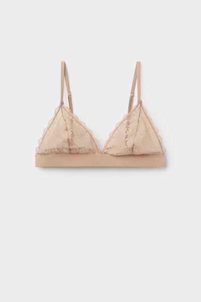 Beige Lisbon Recycled Lace Triangle Bra, Natural Blush, large image number 4