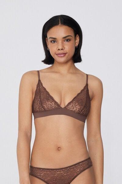 Caramel Unpadded Lace Triangle Bra, 5701_304Y, large image number 1