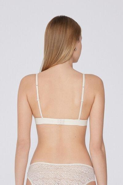 White Lisbon Recycled Lace Triangle Bra, Ivory Cream, large image number 2