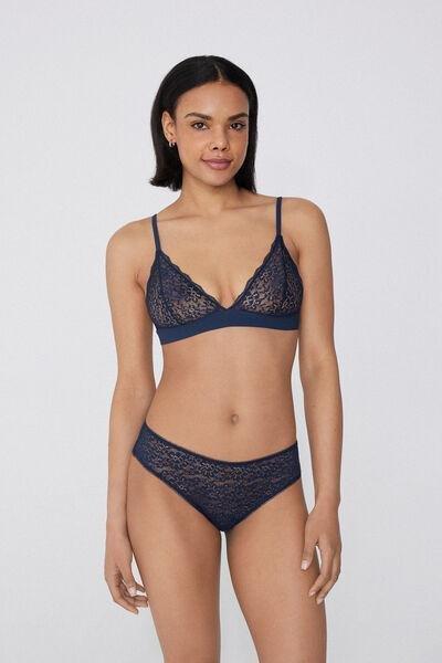 Blue Lisbon Recycled Lace Triangle Bra, Absolute Blue, large image number 0