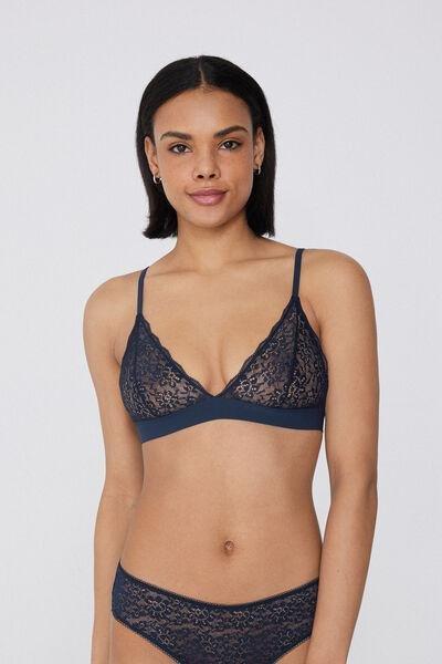 Blue Lisbon Recycled Lace Triangle Bra, Absolute Blue, large image number 1