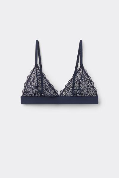 Blue Lisbon Recycled Lace Triangle Bra, Absolute Blue, large image number 4