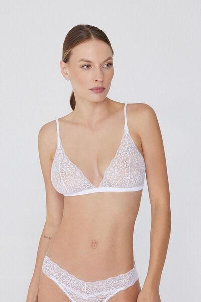 White Unpadded Triangle Bra, , large image number 0