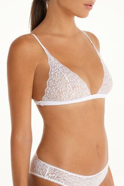 White Unpadded Triangle Bra, , large image number 3