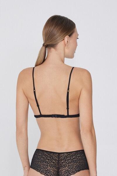 Black Unpadded Triangle Bra, , large image number 1