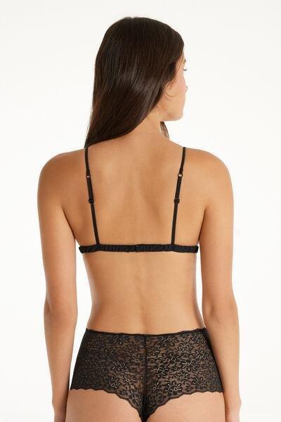 Tezenis Black Lisbon Unpadded Recycled Lace Triangle Bra