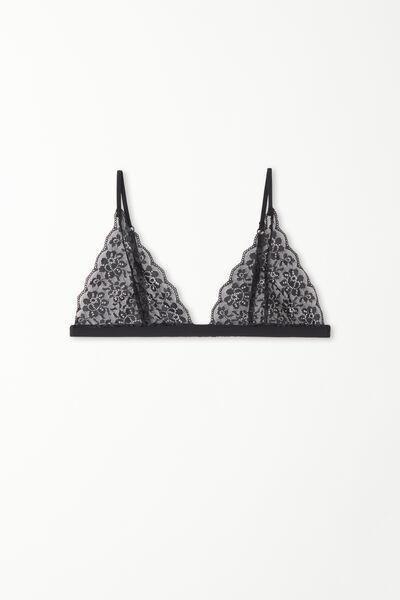 Black Unpadded Triangle Bra, , large image number 4