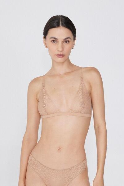 Beige Unpadded Triangle Bra, , large image number 0