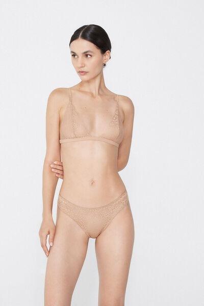 Beige Unpadded Triangle Bra, , large image number 1