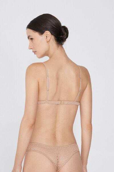 Beige Unpadded Triangle Bra, , large image number 2