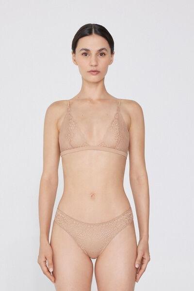 Beige Unpadded Triangle Bra, , large image number 3