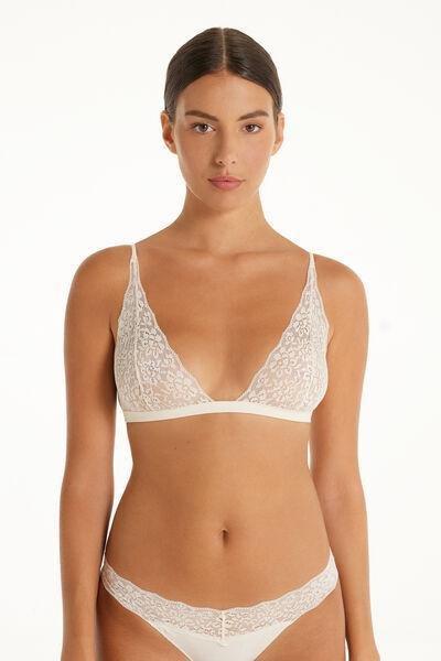 Cream Unpadded Triangle Bra, , large image number 0