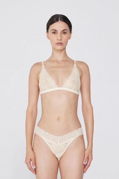 Cream Unpadded Triangle Bra, , large image number 3