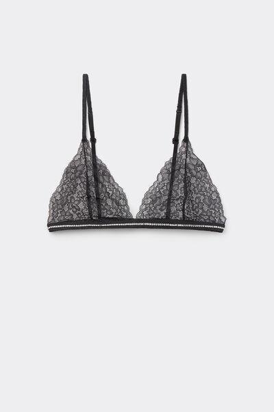 Black Rhinestone Triangle Bra, Black, large image number 4