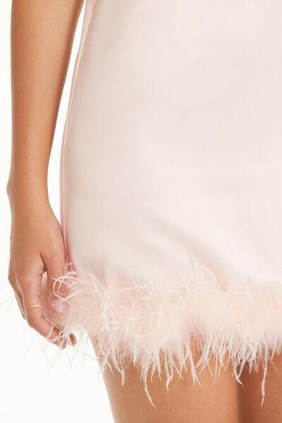 Pink Limited Edition Satin Babydoll With Feathers, , large image number 3