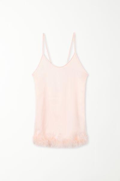 Pink Limited Edition Satin Babydoll With Feathers, , large image number 4