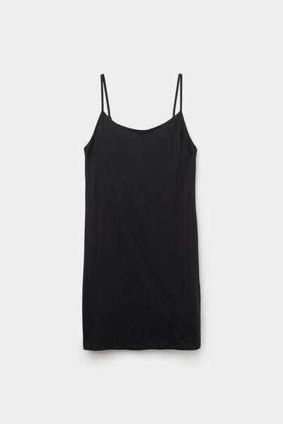 Black Cotton Slip With Thin Shoulder Straps, , large image number 4
