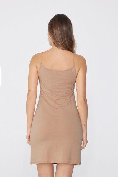 Beige Cotton Slip With Thin Shoulder Straps, , large image number 2