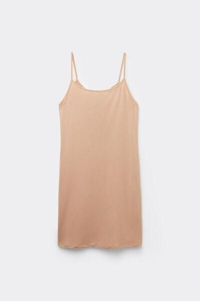 Beige Cotton Slip With Thin Shoulder Straps, , large image number 4