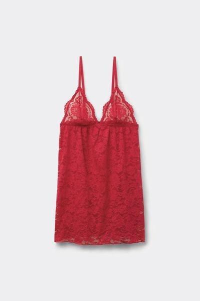 Red Romantic Fantasy Floral Lace Slip Dress, 5701_873V, large image number 3