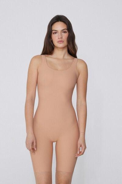 Beige Laser Cut Shaping Playsuit, Natural Blush, large image number 1