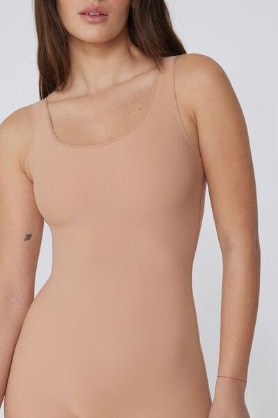 Beige Laser Cut Shaping Playsuit, Natural Blush, large image number 3