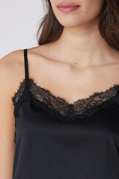 Black Satin And Lace Slip, , large image number 3