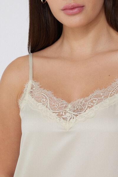 Cream Satin And Lace Slip, , large image number 3