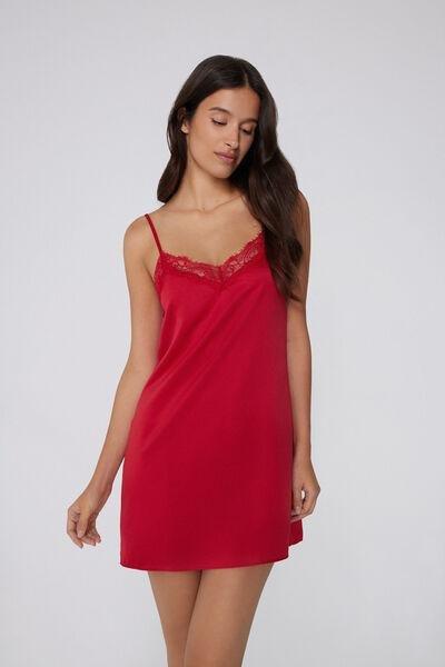 Red Adjustable Shoulder Straps Satin Slip Dress, 5701_873V, large image number 0