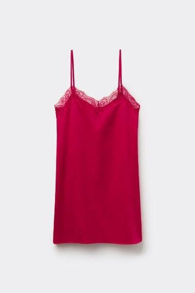 Red Adjustable Shoulder Straps Satin Slip Dress, 5701_873V, large image number 3