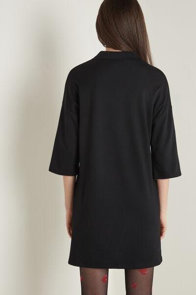 Black Milano Stitch Zip And Collar Dress, , large image number 2