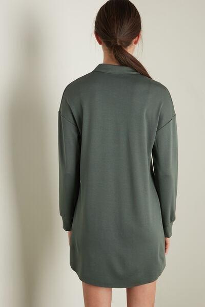 Green Long-Sleeve Milano Stitch Shirt Dress, 5701_534U, large image number 2