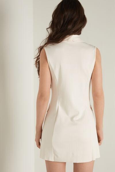 Cream Milano Stitch Buttoned Gilet Dress, , large image number 2