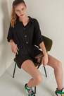 Tezenis - Black Short Playsuit With Buttons And Collar