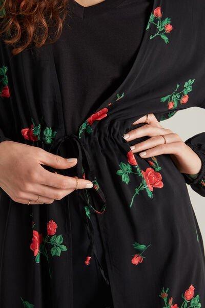 Black Cotton Canvas Long Kaftan Dress, 5701_336U, large image number 3