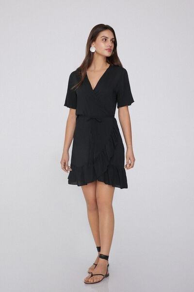 Black Canvas Wrap Dress, , large image number 1