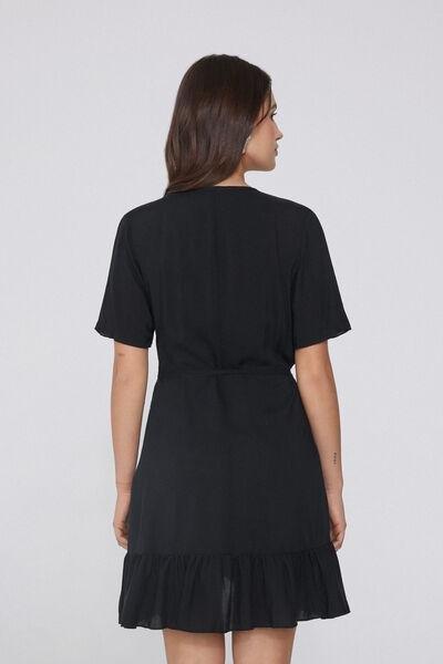 Black Canvas Wrap Dress, , large image number 2