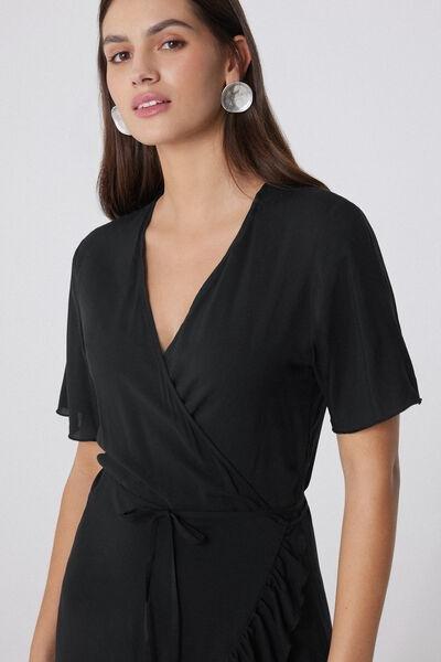 Black Canvas Wrap Dress, , large image number 3