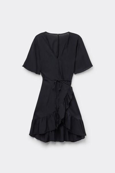 Black Canvas Wrap Dress, , large image number 4
