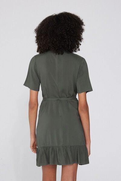 Green Short Canvas Wrap Dress, 5701_503Y, large image number 2