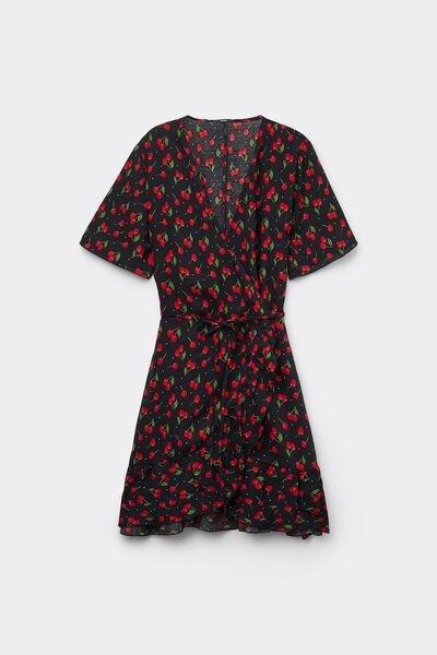 Black Short Wrap Dress, , large image number 4