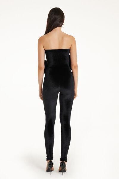 Black Sleeveless Velvet Jumpsuit With Bow, , large image number 2