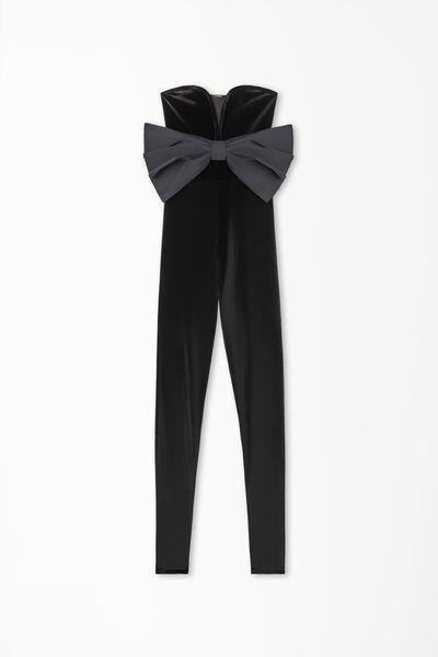 Black Sleeveless Velvet Jumpsuit With Bow, , large image number 4