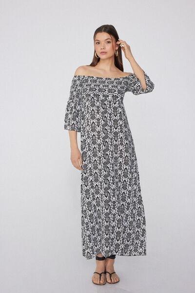 Multicolour Off-The-Shoulder Dress, 5701_896Y, large image number 1