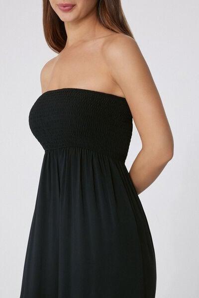 Black Smocked Bandeau Jumpsuit, Black, large image number 3