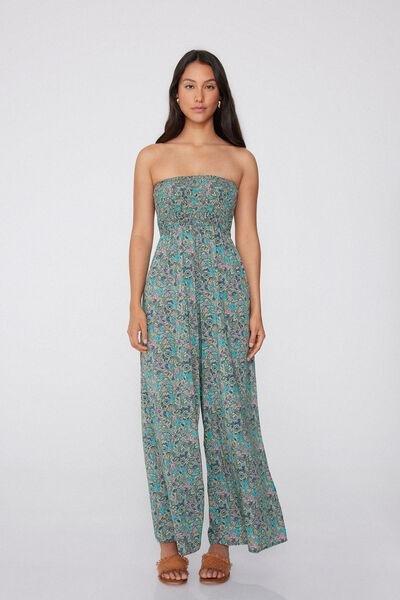 Multicolour Smocked Bandeau Jumpsuit, 5701_763Y, medium