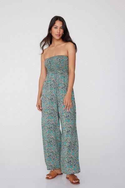 Multicolour Smocked Bandeau Jumpsuit, , large image number 1