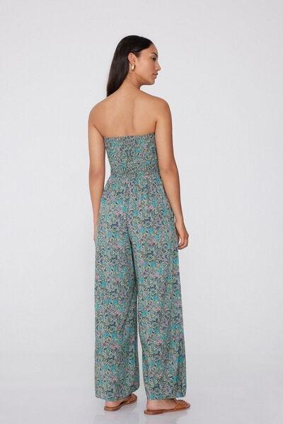 Multicolour Smocked Bandeau Jumpsuit, 5701_763Y, medium