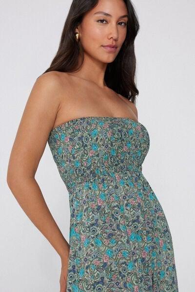 Multicolour Smocked Bandeau Jumpsuit, 5701_763Y, large image number 3